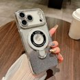 thumbnail image 5 of Magnetic Stand for iPhone 17 Pro Case, [Compatible with Magsafe][Built-in Camera Lens Protector] Luxury Glitter Bling Card Soft TPU Diamond Rhinestone Clear Cover for Women Girl 6.3'', Silver, 5 of 9