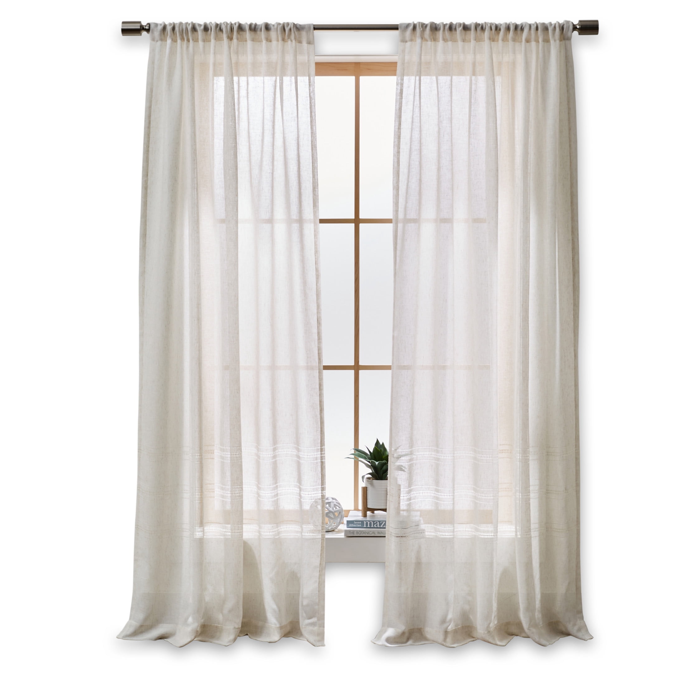 Better Homes & Gardens Specialty Stitch Single Curtain Panel, Vanilla Dream, 50" W x 108" L