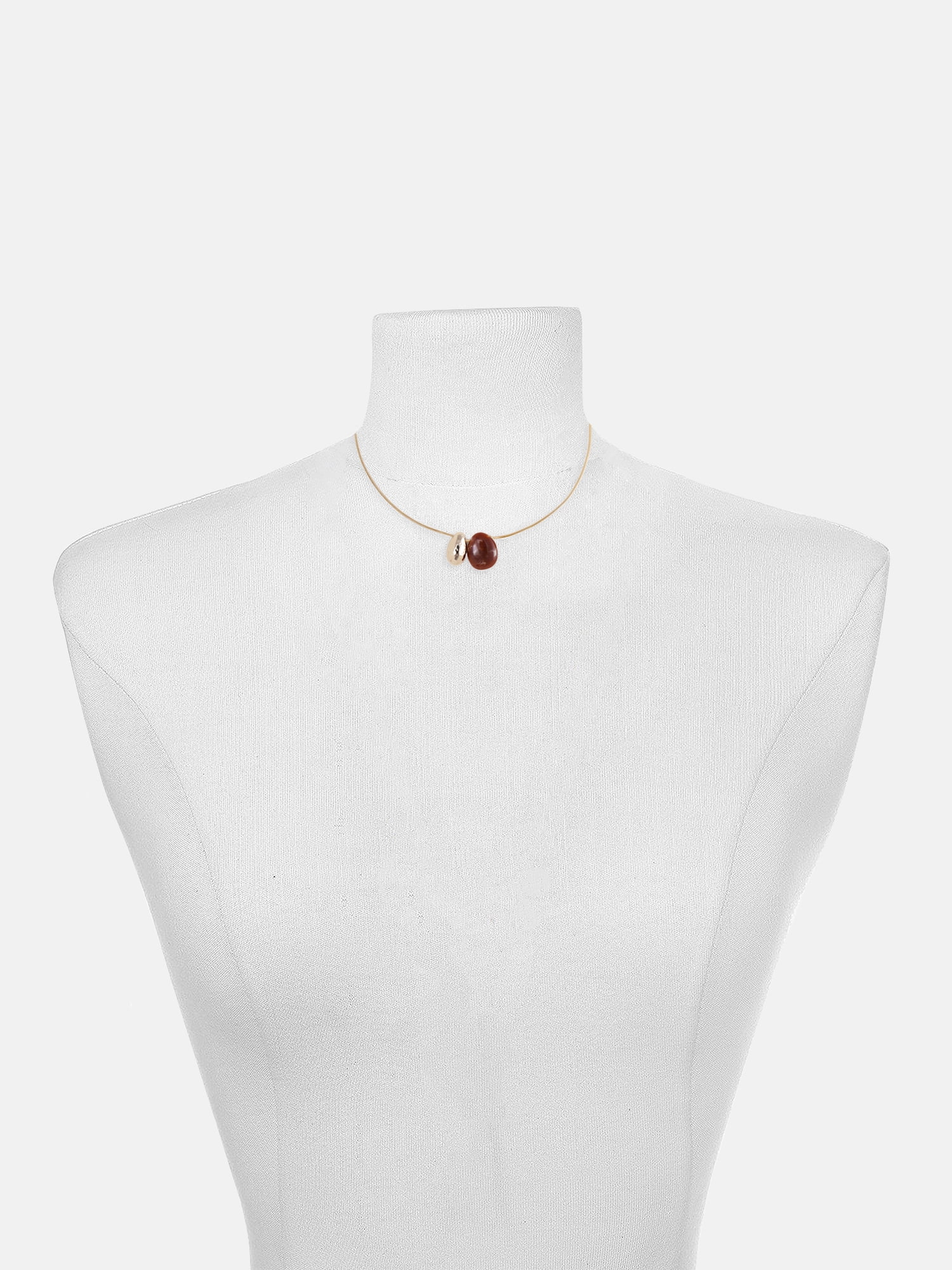 Scenario Women's Gold-Tone Necklace with Resin Teardrop