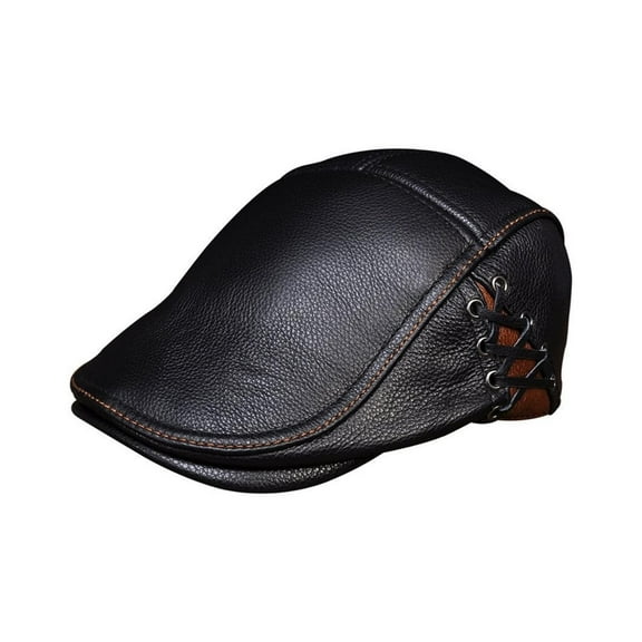 Sp-ring Men's Real Cow Leather Flap Cap Hat Brand Genuine Leather Baseball Gatsby Caps Newsboy Beret Hats ,Fashion