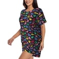 thumbnail image 2 of Rocae Colorful Excavator for Two Piece Sleepwear Pajamas Sets for Women Soft Short-Sleeved Pjs with Lounge Shorts, 2 of 9