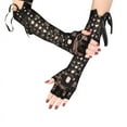 thumbnail image 2 of 1 Pair Halloween Retro Sexy Women Long Gloves Lace Corset Arm Elbow Fingerless Black Glove, 2 of 2