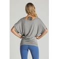 thumbnail image 5 of BAIEBLEUE GLOBAL Women's Solid Butterfly Short Sleeve Boat Neck Dolman Top HGrey L, 5 of 7