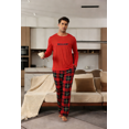 thumbnail image 3 of ZEFORTEX Men's Pajamas Set Long Sleeve Top with Plaid Pants Soft Sleepwear Loungewear, 3 of 6