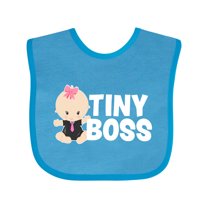 Inktastic Tiny Boss with Baby in Suit Girls Baby Bib