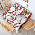 thumbnail image 2 of Red and White Striped Baseballs Pattern Square Tablecloth,Waterproof Square Table Cover,Wipeable Spillproof Washable Table Cover for Home Kitchen Party Decor 42"X42"(107x107cm), 2 of 6