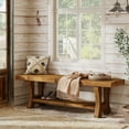 thumbnail image 6 of Fimind Solid Wood Entryway Bench, 55" End of Bed Bench, Indoor Dining Seat for Bedroom, Hallway, Living Room, Dining Room, Light Brown, 6 of 7