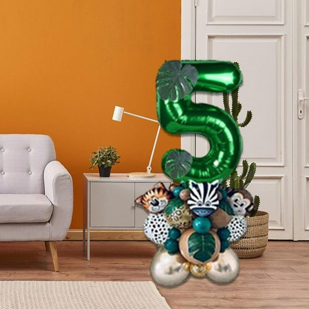 Globos con números de cebra tigre Colcomx temática de 5 años de edad