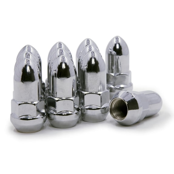 24 Bullet Lug Nuts Chrome Bulge Acorn 12 12x1.5 & 12 1/2-20