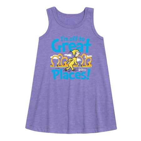 

Dr. Seuss - I m Off To Great Places - Toddler and Youth Girls A-line Dress