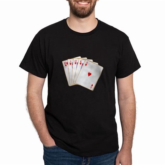 CafePress - Ace Hearts Flush T Shirt - Men's Classic Cotton T-Shirts
