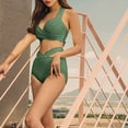 thumbnail image 2 of Women Two Piece High Waisted Bikini Set Twist Front Tie Back Swimsuit Halter Tummy Control Bathing Suits, 2 of 6