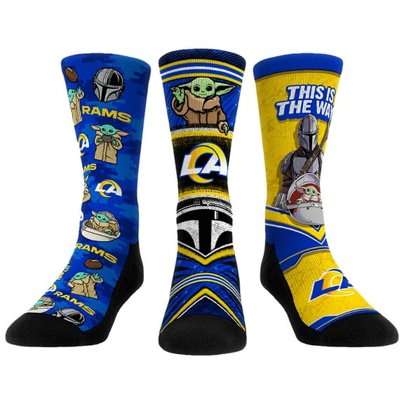 Unisex Rock Em Socks Los Angeles Rams 3-Pack Mandalorian Crew Socks