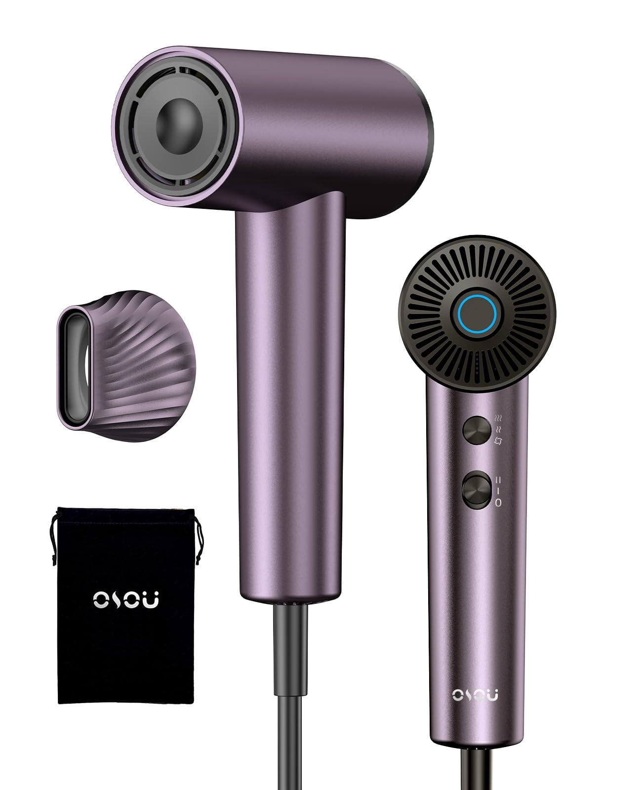 OSOU Ionic Hair Dryer, High-Speed Blow Dryer - 150,000 RPM Brushless Motor, 500 Million Negative Ions, Ultra-Light & Small, Smart Temp Cont