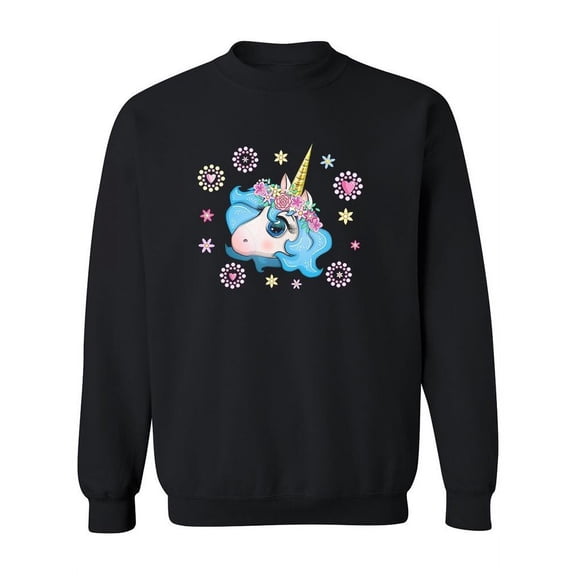 Unicorn With Floral Crown Sweatshirt Women -Image by Shutterstock, Female x-Large