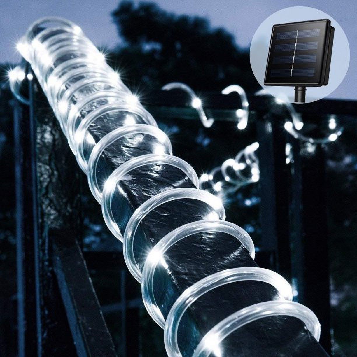 Solar Rope Lights Outdoor Waterproof LED 8 Modes 72.18ft 200 LEDs String Lights Holiday Garden Decoration Lighting White