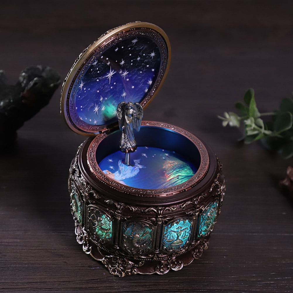 Vintage Musical Box Music Box With LED Light Led Lights Rotating Goddess Music Box Classic Music