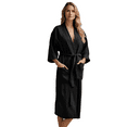 thumbnail image 5 of Elegani Robes and Towels, Women's Waffle Black Long Premium Cotton Blend Bathrobe (Small), 5 of 5