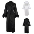 thumbnail image 1 of EQWLJWE Christmas Deals 2023! Women Feather Lace Sleeve Robe, Plus Size Women Robes Clearance Mesh Patchwork Sexy Lace Lingerie Robe,Sexy Robes for Women Christmas, 1 of 5