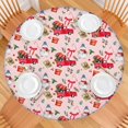 thumbnail image 2 of Pink Christmas Red Truck and Snowman Pattern Round Fitted Tablecloth with Elastic Edge,Dining Table Cover Waterproof,Outdoor Round Tablecloth for Camping,Dining,Indoor and Outdoor, 2 of 7
