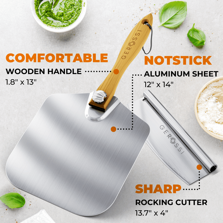 OUII Perforated Pizza Peel 12 x 14 Inch. Paddle Spatula with Foldable Wood  Handle - Pizza Cutter Rocker 14'' Blade Spatula for Pizza Stone. Pizza Oven  Accessories and Rocker Knife Pizza Tools - Yahoo Shopping