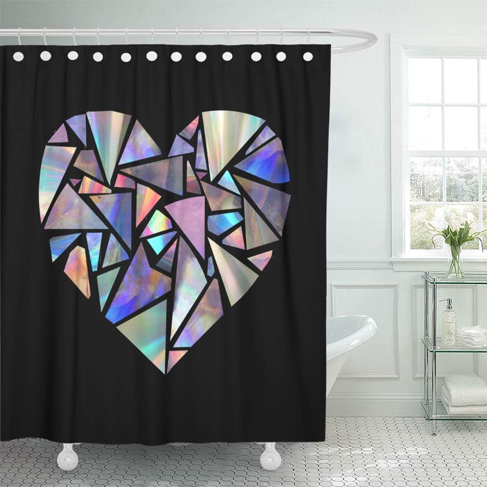 KSADK DIY Heart Made from Broken Cd Disk Low Poly with Iridescent