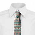 thumbnail image 2 of Tribal Necktie, Aztec Art Style, Dress Tie, 3.7", Cream Aqua and Peach, by Ambesonne, 2 of 3