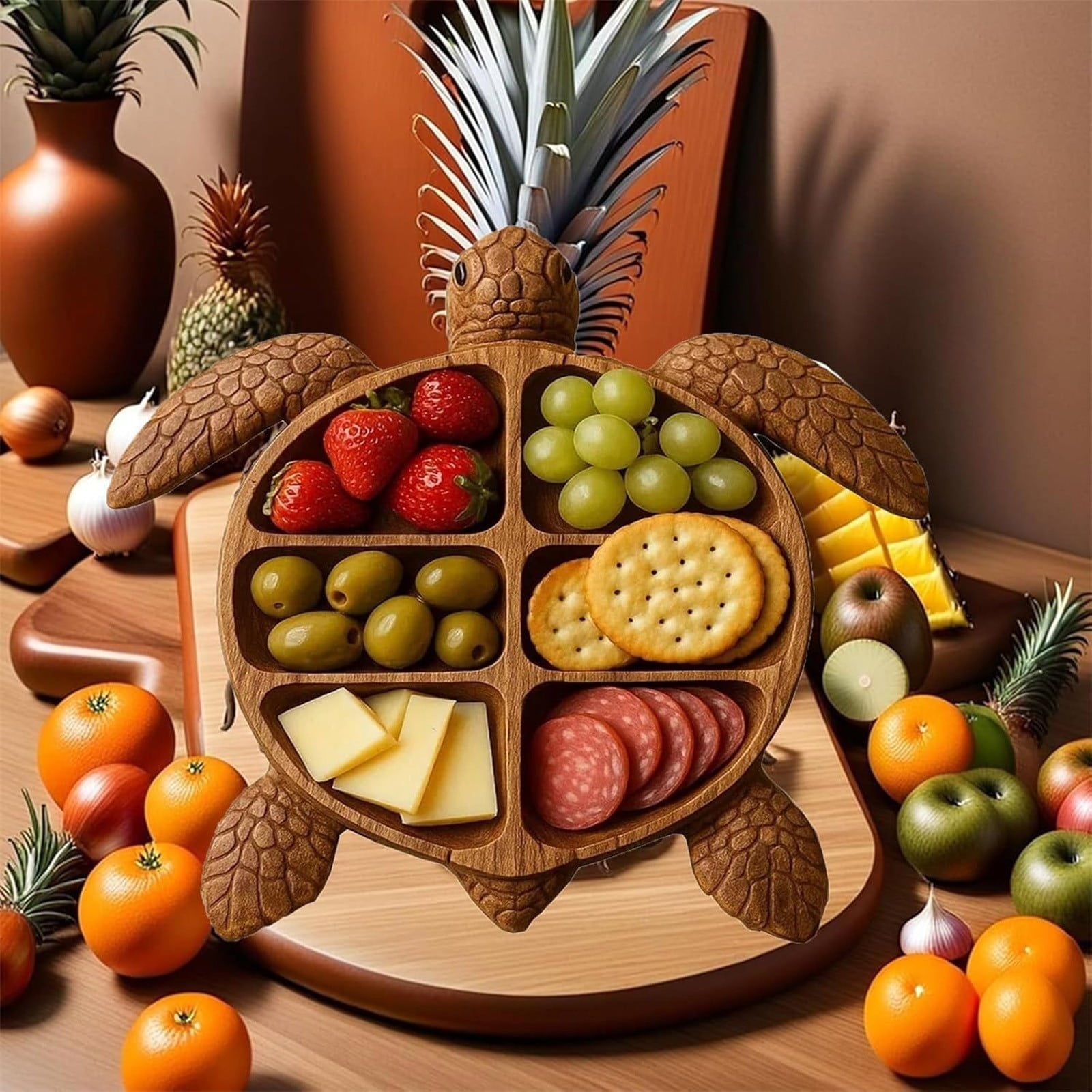 Turtle Charcuterie Platter,Ocean Themed Cheese Bread Board, Novelty Unique Serving Tray Board for Cheese Meats Fruit, Unique Gift for Seafood Lovers