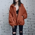 thumbnail image 3 of Ladies Loose Plush Long Sleeve Zipper Pullover Pocket Color Sweater Coat, 3 of 6