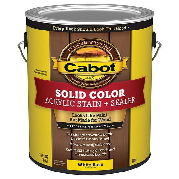 4-Pack of 1 gal Cabot 1801 White Base Solid Color Deck Water-Based Acrylic Deck Stain