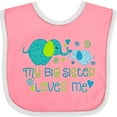 thumbnail image 3 of Inktastic My Big Sister Loves Me Cute Elephants Boys or Girls Baby Bib, 3 of 4