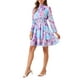thumbnail image 4 of Vestido Mini Casual de Chifón con Cuello Fruncido y Volantes para Mujeres Chic Floral de Manga Larga en Azul M, 4 of 6