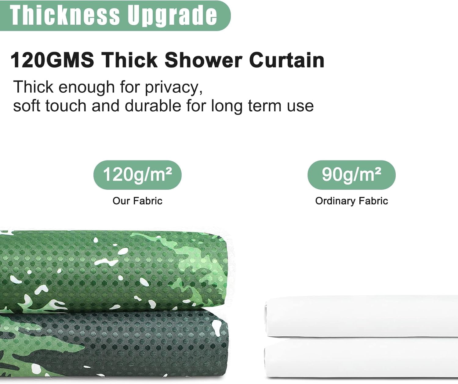 Spring Forest Green Plant, Grey Mountain Nature Tree Fabric Shower Curtains for Bathroom Water Repellent Woodland Shower Curtain, 72 x 72 inch