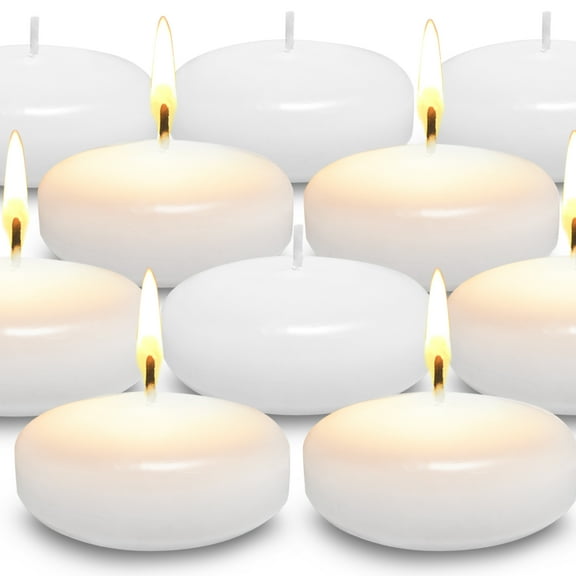 Oshine 2" Unscented Dripless Floating Candles, White, 12 Count