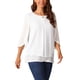 thumbnail image 4 of INSPIRAR CHIC Blusa de Chifón para Mujer Cuello Redondo de Manga 3/4 Capa Doble Top Casual S Blanco, 4 of 5