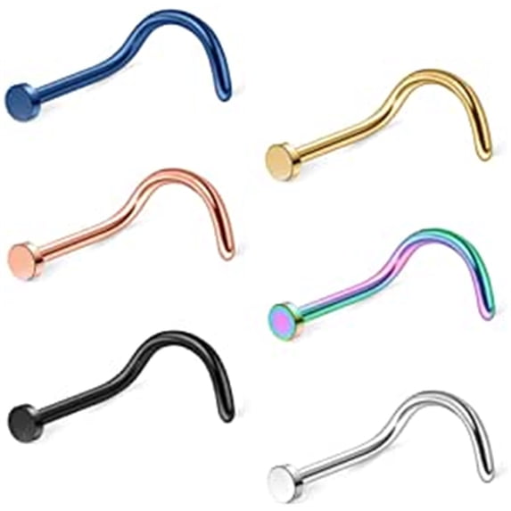 Briana Williams 20/18G Surgical Steel Nose Stud Ring Twister Screws Piercing Jewelry