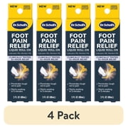 (4 pack) Dr. Scholl's Liquid Roll-On for Foot Pain Relief with Lidocaine and Menthol, 3 oz