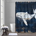 thumbnail image 5 of Ocean Animal Bathroom Shower Curtain, Vintage Whale Watercolor Blue Wood Texture Waterproof Washable Soft Bath Curtain for Bathtub Decor with 12 Hooks&Grommet, 36x72 Inch, 5 of 9