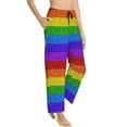 thumbnail image 2 of Daiia Colorful Glitter Rainbow Women's Sleep Pant with Pockets and Drawstring,Pajama Pants-Small, 2 of 9