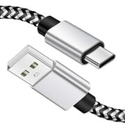 (2 Pack 6.6ft)Type C Charger,USB C Cable 3A Fast Charger Compatible,Braided Phone Charging Cord for Samsung Galaxy S20 20+ 20 Ultra S10 9 8 / Note 9 8,Google Pixel(Silver)