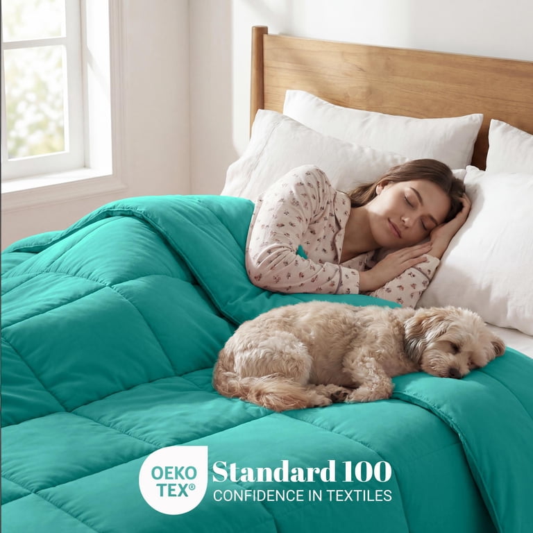 Superior Solid Down-Alternative Comforter Full Turquoise photo 3