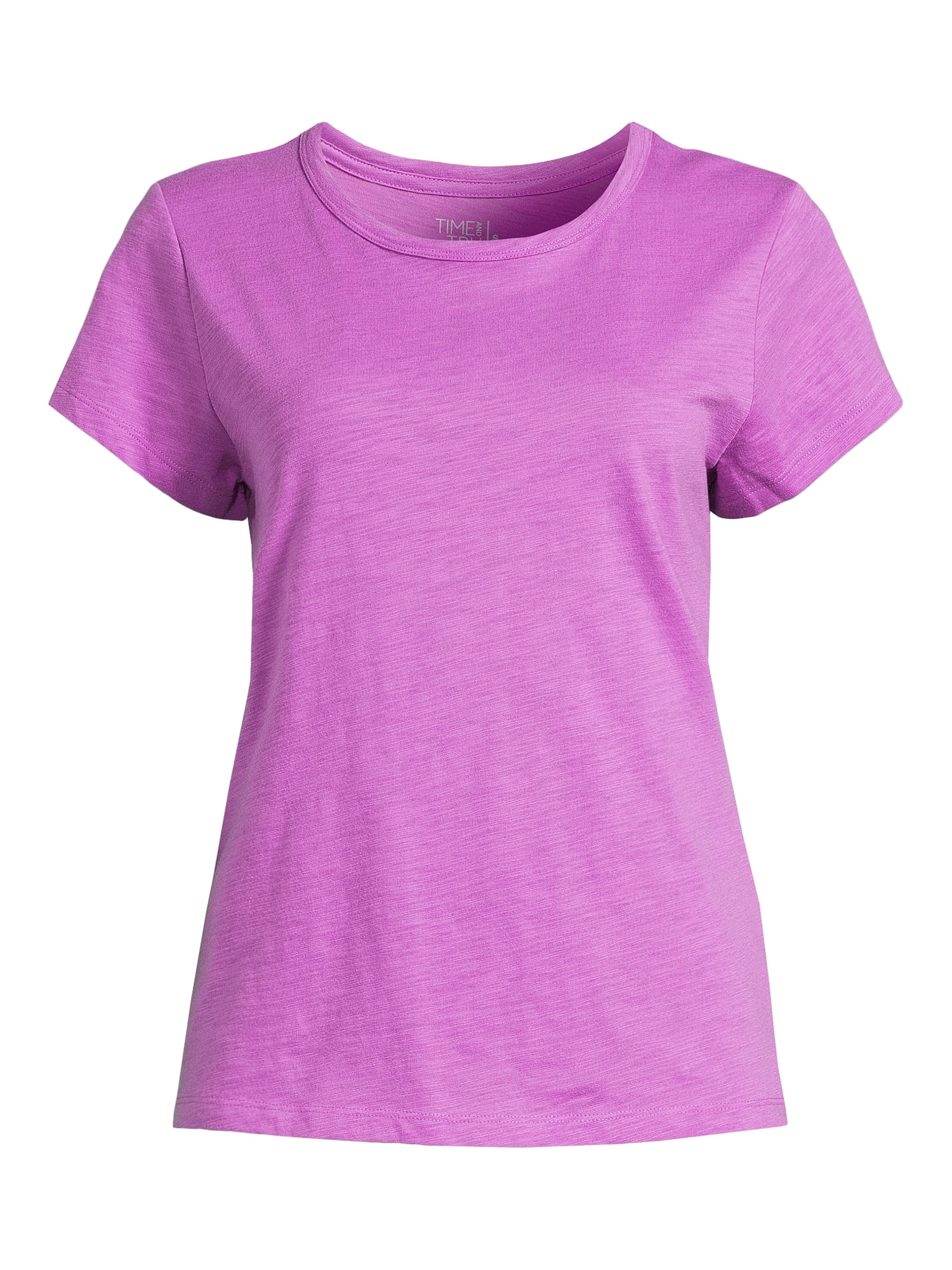 Time and Tru Women’s Slub Jersey Crewneck Tee with Short Sleeves, Sizes XS-XXXL