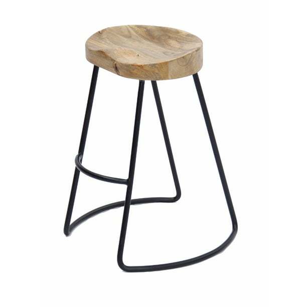 The Urban Port 24 Contemporary Wood Saddle Seat Small Barstool In Brown Black, How To Cut Metal Bar Stool Legs Shorter