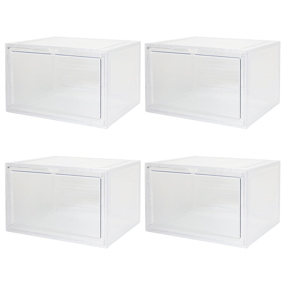 Dropship Set Of 4 Stackable Clear Plastic Shoe Storage Box to Sell Online  at a Lower Price