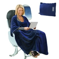 Tirrinia 4-in-1 Travel Blanket Luxurious Premium Micro Fleece Lightweight 40" x 60" Cobalt Blue