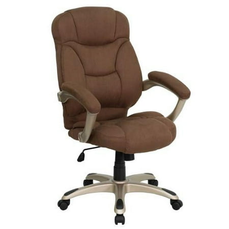 UPC: 7425917988969 | A Line Furniture Malaga Executive Brown Microfiber Adjustable Swivel Office Chair with Padded Arms