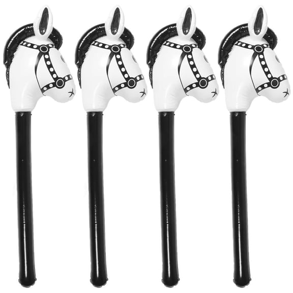 Yvsxxv 4 Pcs Inflatable Stick Horse Cute Horse Head Stick Blow up Balloon Inflatable Horsehead Stick Cowboy Cowgirl Party Decorations Birthday Party Toys