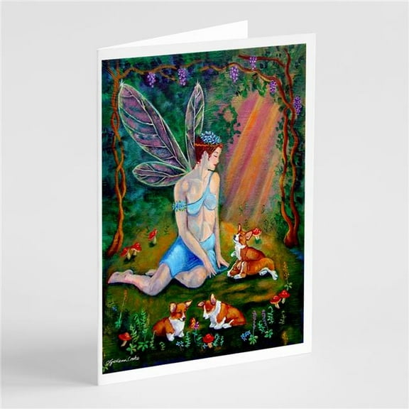Fairy in the Woods with Her Corgis Greeting Cards & Envelopes - Pack of 8