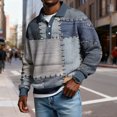 thumbnail image 2 of LWavelet Men's Denim Patchwork Polo Shirt - Retro Vibe, Perfect for Casual Leisure & Spring Outfits Gray 3XL, 2 of 5