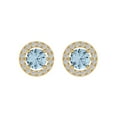 thumbnail image 3 of Clara Pucci 1.24Ct Natural Aquamarine Round Cut VVS1 Screw Back Stud 14k Solid hypoallergenic Gold Designer Earrings For March, 3 of 7